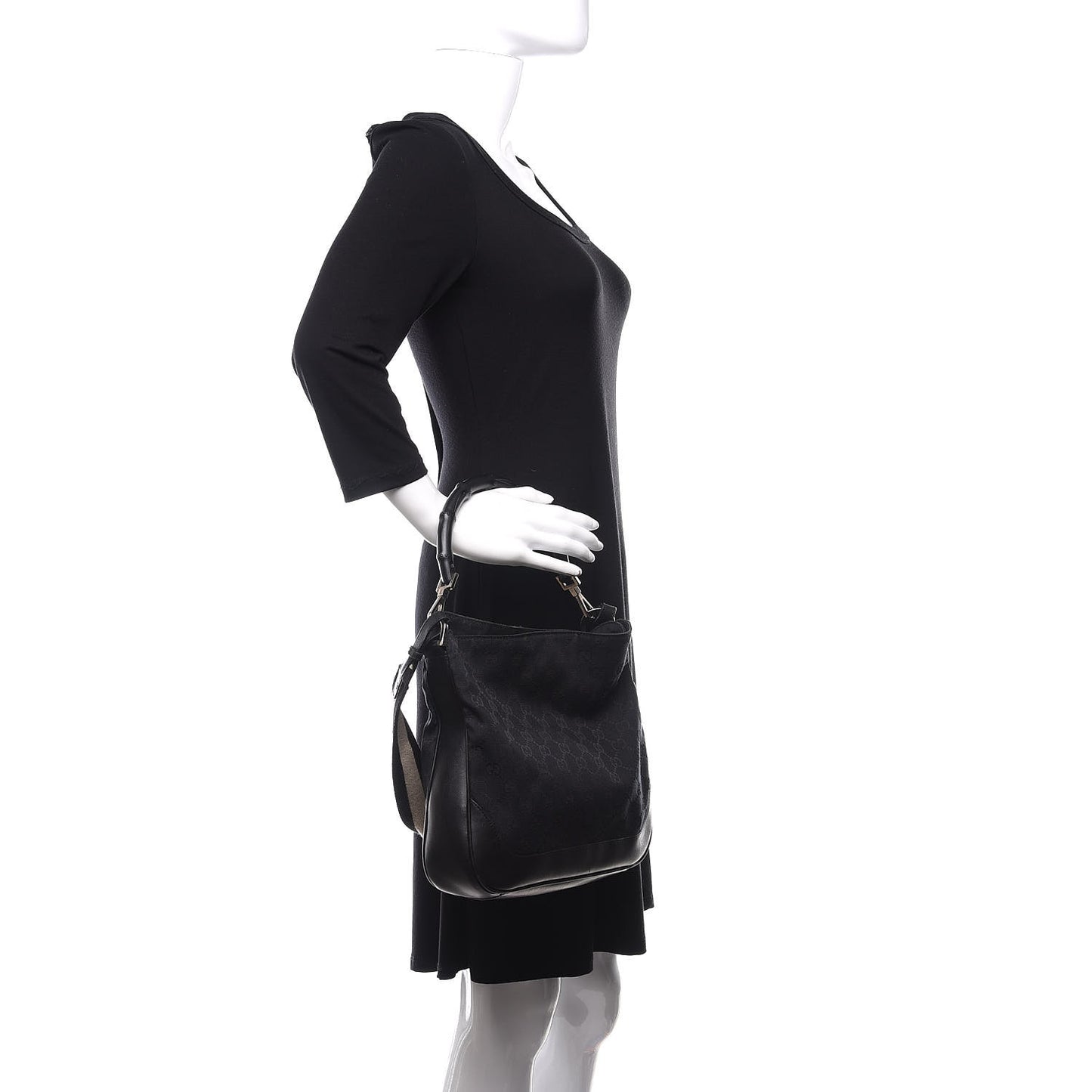 Monogram Bamboo Top Handle Bag Black