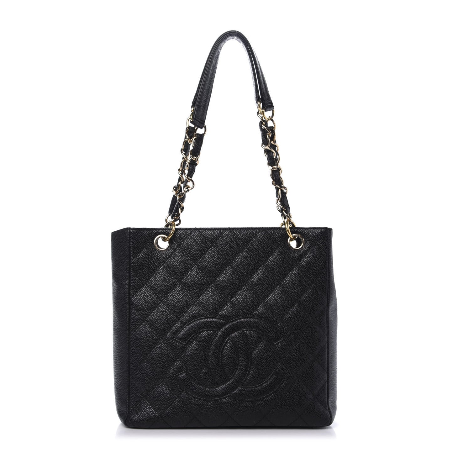 Caviar Quilted Petit Shopping Tote PST Black