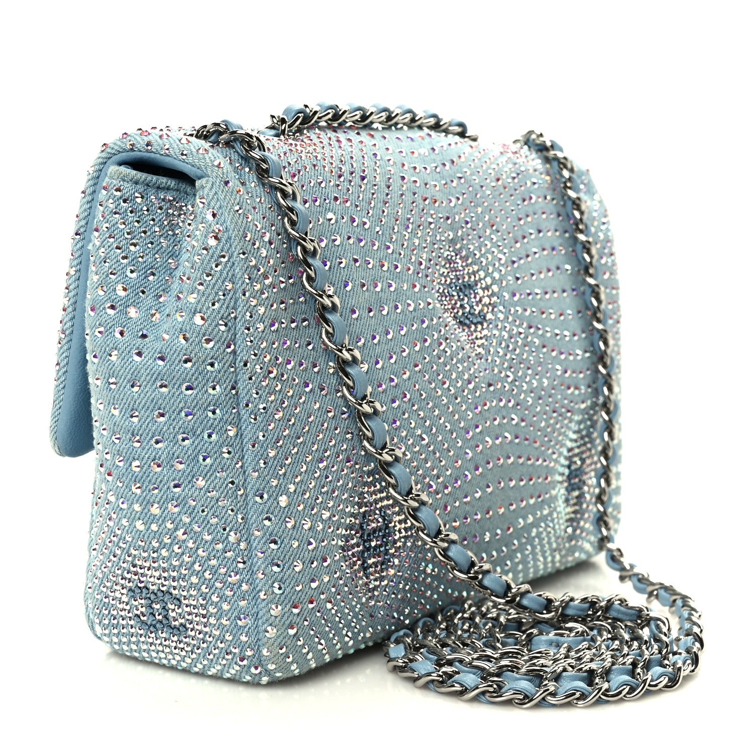 Chanel Denim Strass Evening Flap Bag Blue 3 of 11
