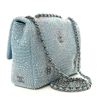 Chanel Denim Strass Evening Flap Bag Blue 3 of 11