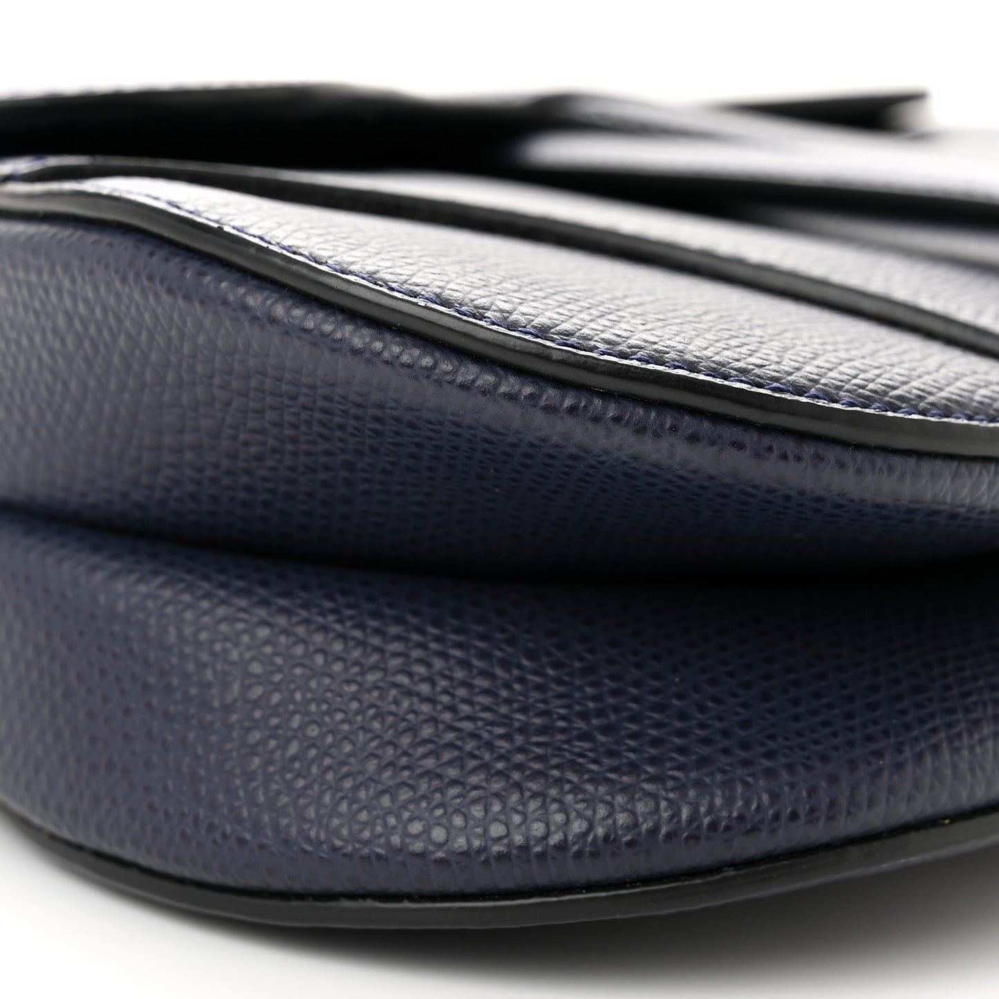 Grained Calfskin Mini Saddle Bag Navy