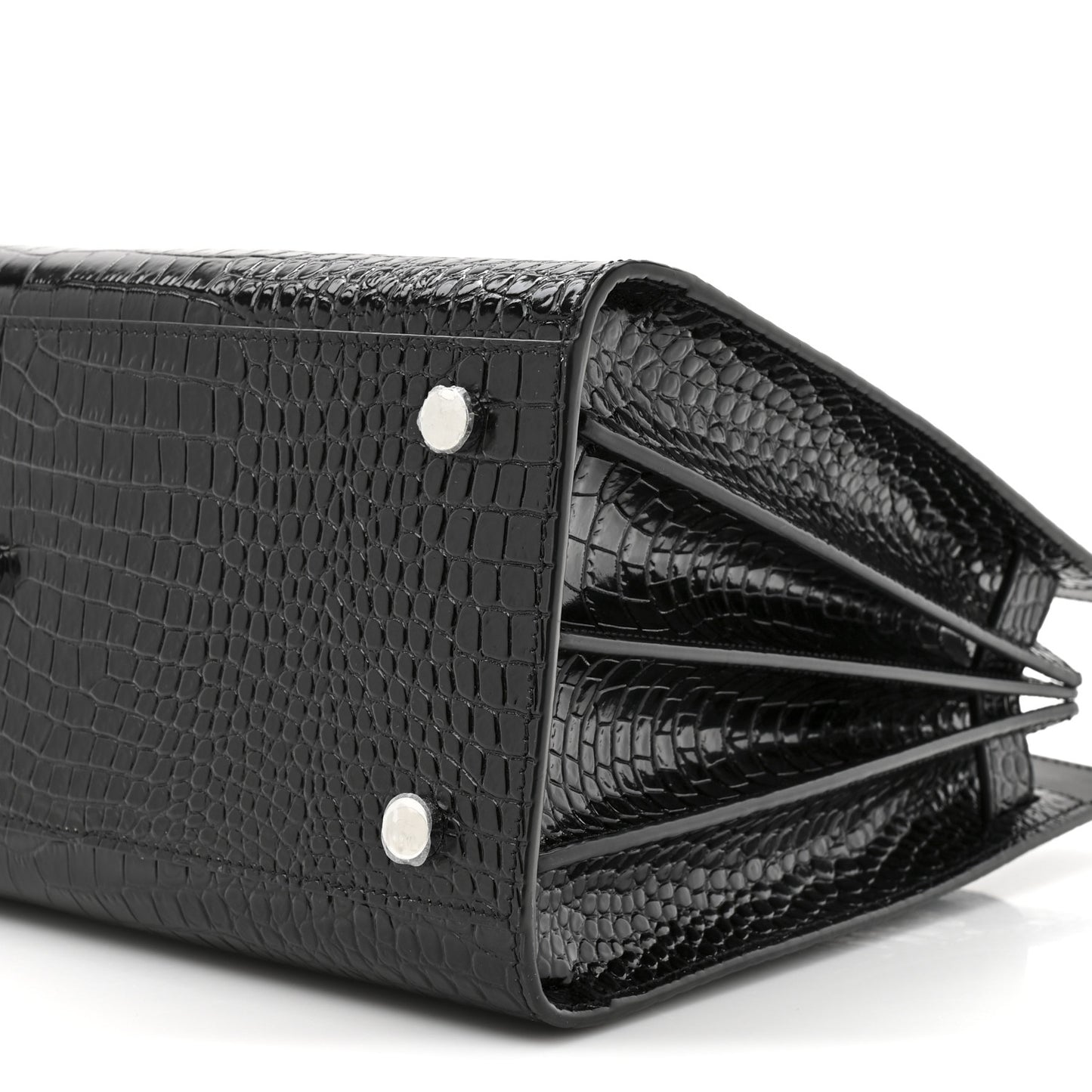 Calfskin Crocodile Embossed Small Sac de Jour Black