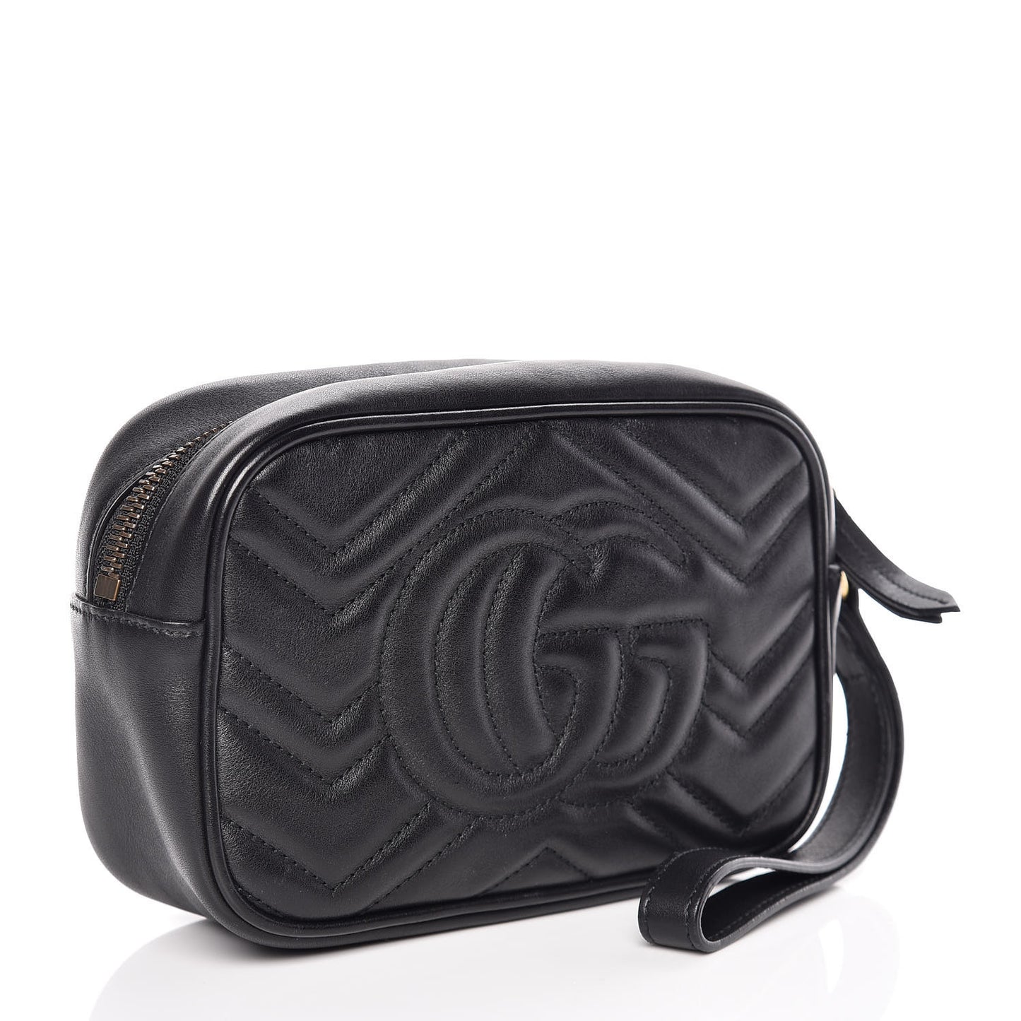 Calfskin Matelasse Mini GG Marmont Wrist Wallet Black
