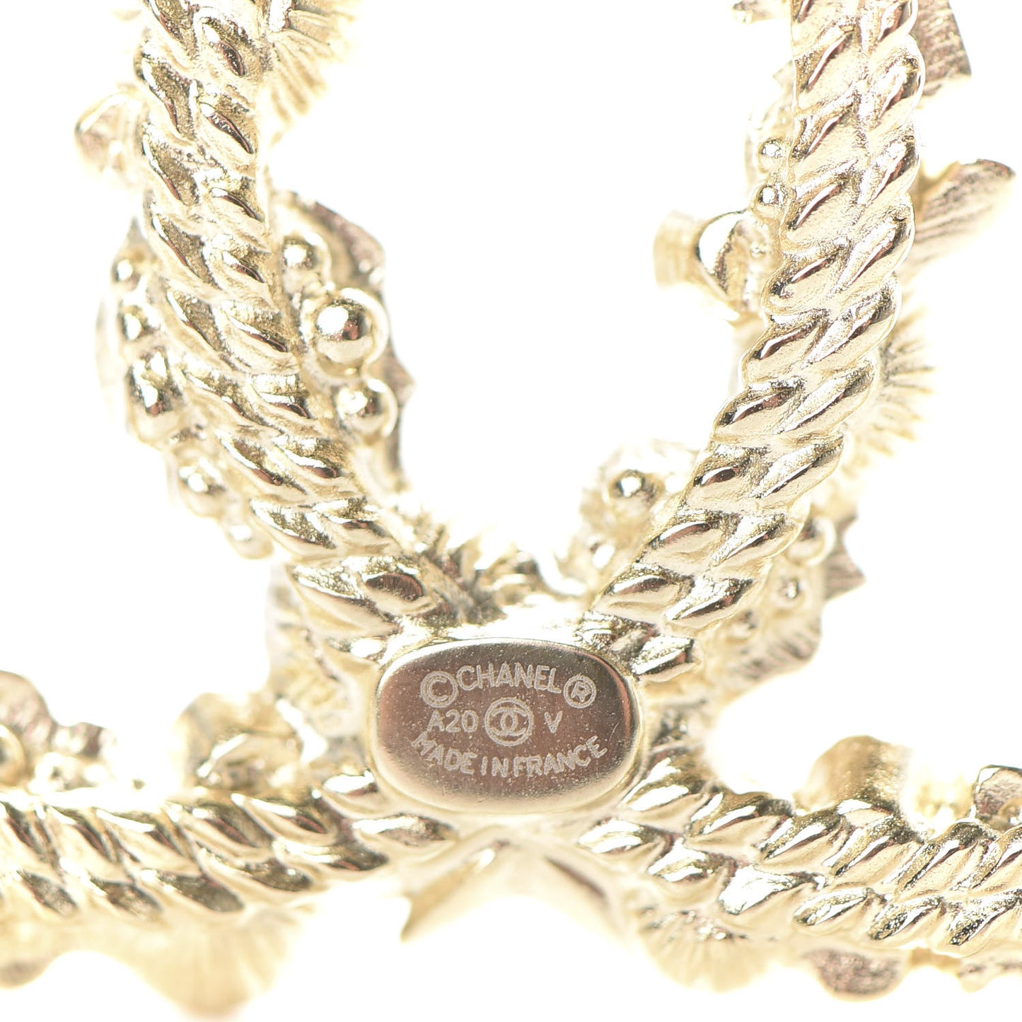 Crystal Pearl CC Charms Brooch Gold