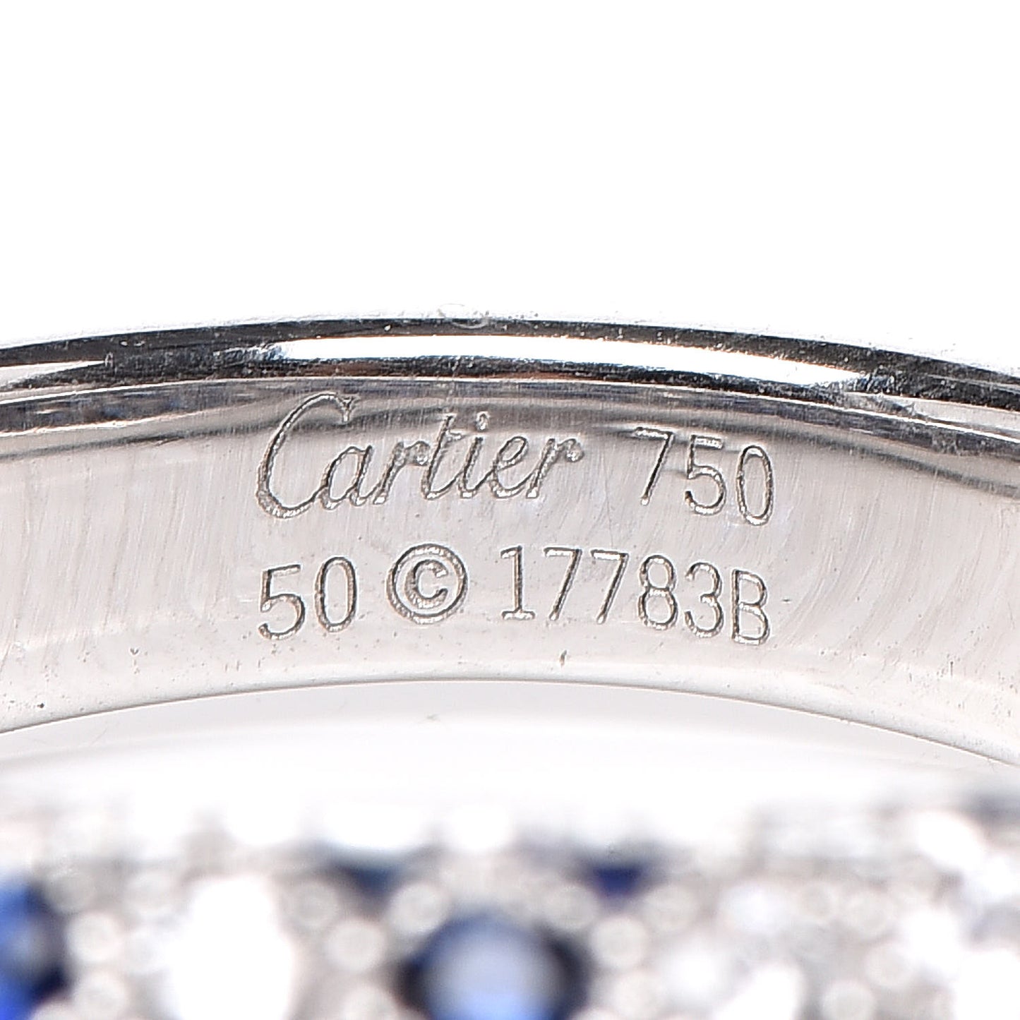 18K White Gold Diamond Sapphire 6mm Mimi Ring 50 5.25