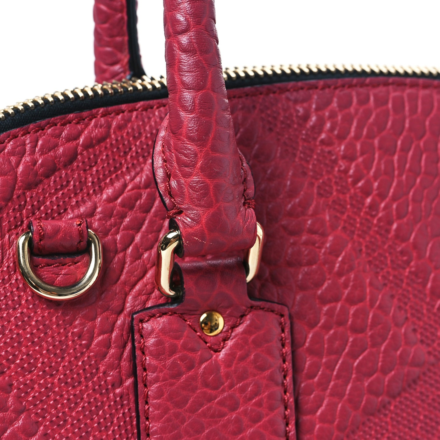 Heritage Grain Check Embossed Small Orchard Bowling Bag Military Red