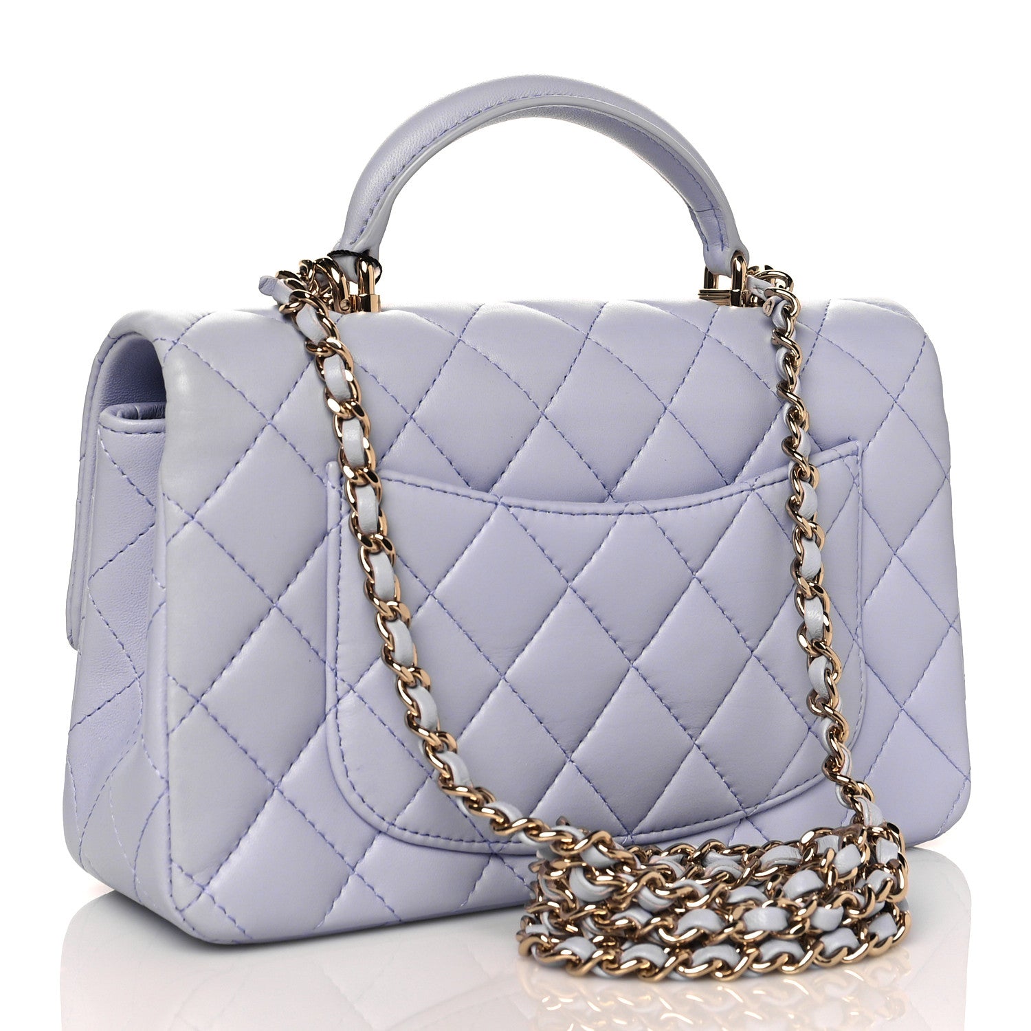 Chanel Lambskin Quilted Mini Top Handle Rectangular Flap Light Purple 3 of 11