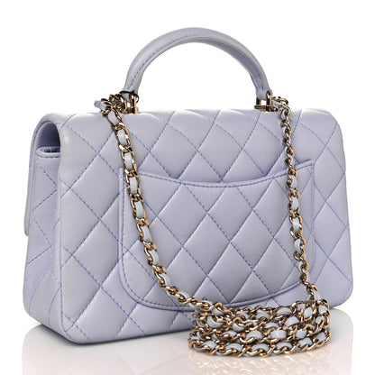 Chanel Lambskin Quilted Mini Top Handle Rectangular Flap Light Purple 3 of 11