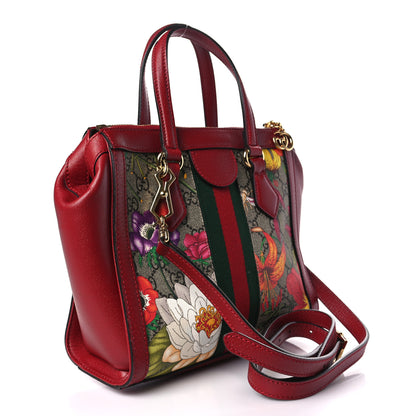 Gucci GG Supreme Monogram Flora Web Small Ophidia Tote Bag Red 3 of 9