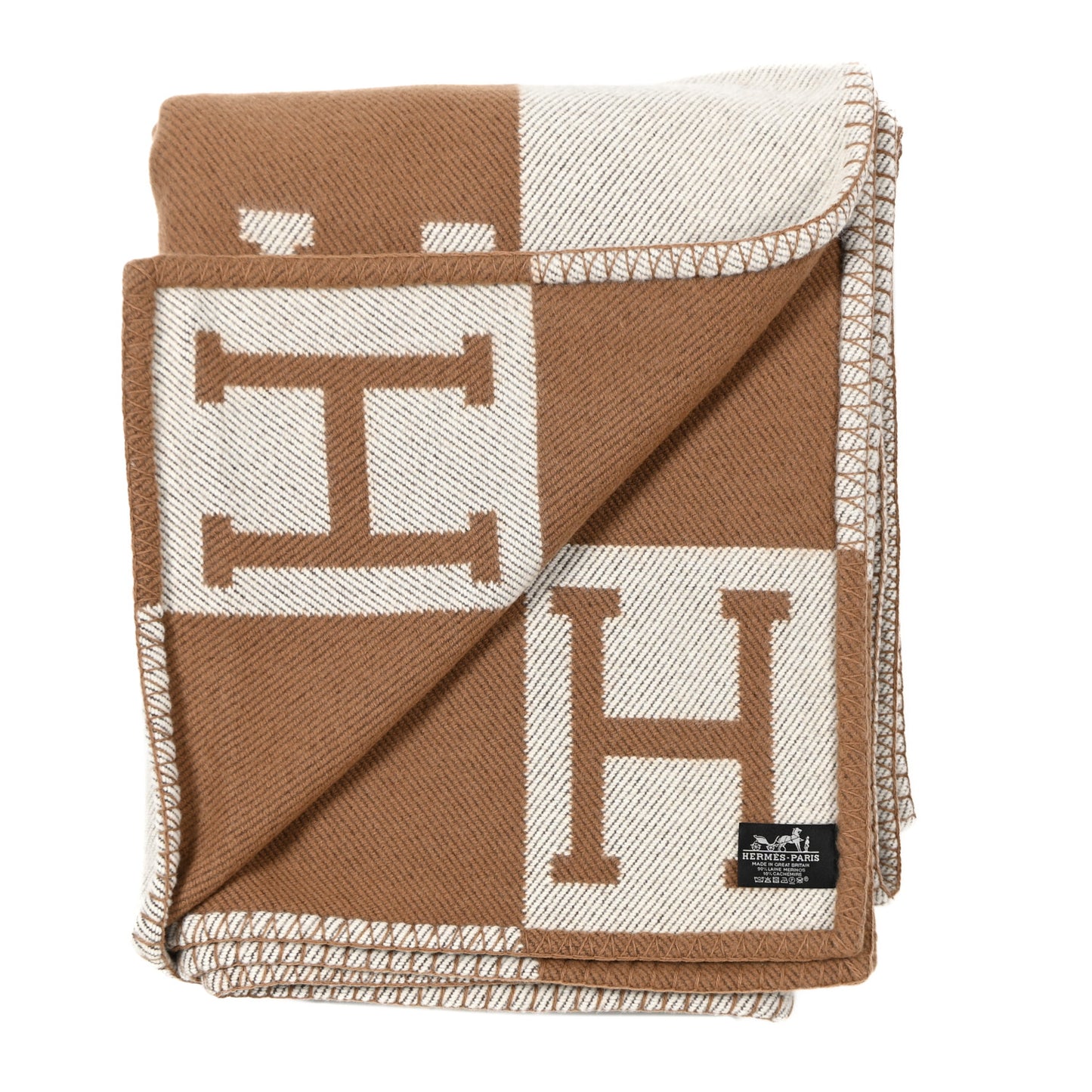 Wool Cashmere Avalon Blanket Ecru Camel