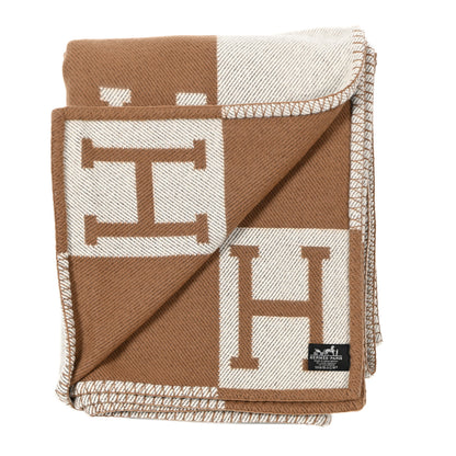 Hermes Wool Cashmere Avalon Blanket Ecru Camel 2 of 3