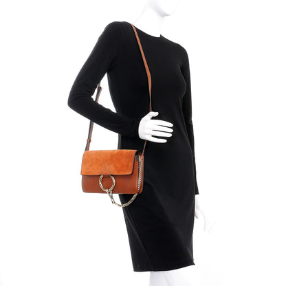 Chloe Suede Calfskin Small Faye Shoulder Bag Tobacco 2 of 9