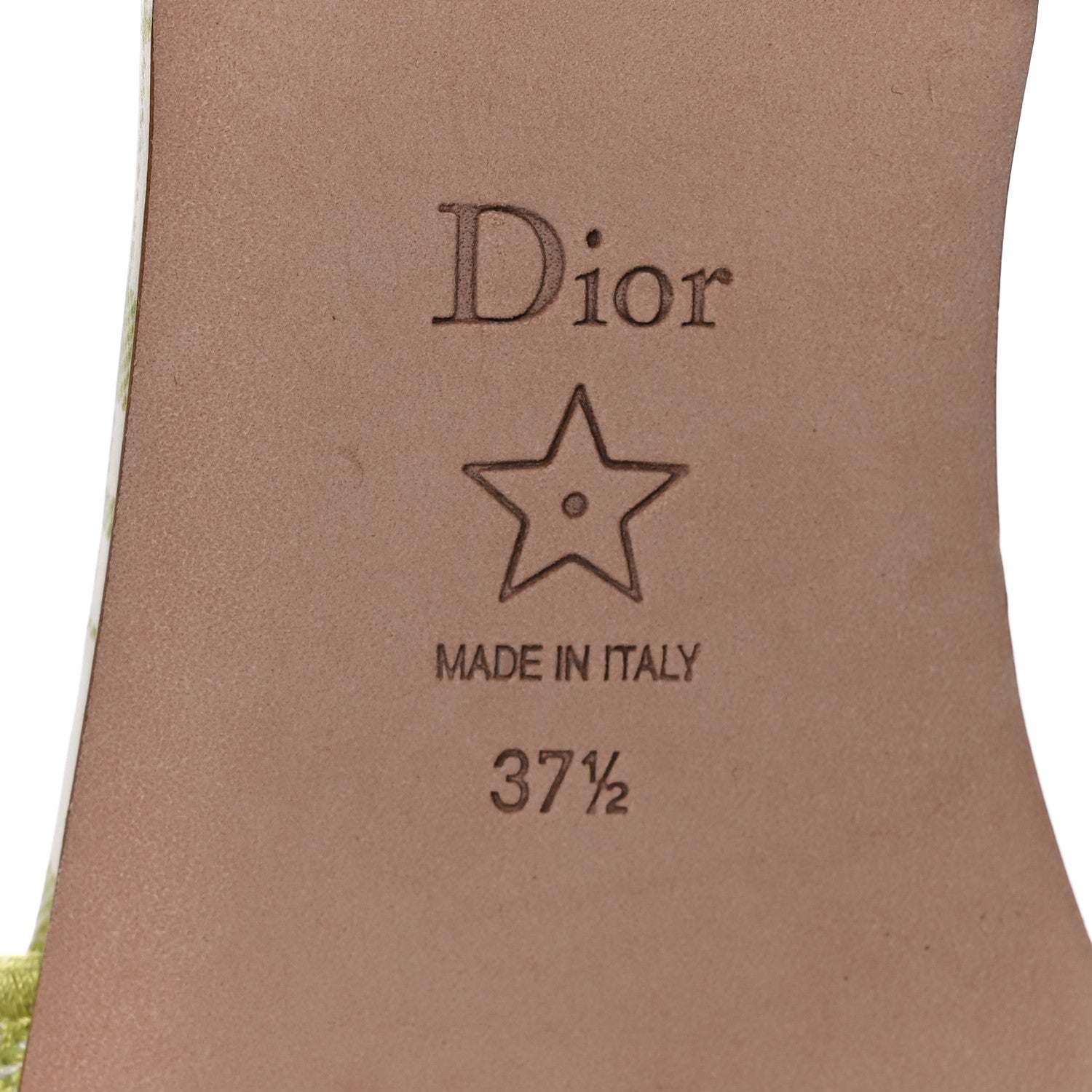 Christian Dior Canvas Check'N'Dior Pop Embroidered Dway Flat Slide Sandals 37.5 Chartreuse 8 of 8