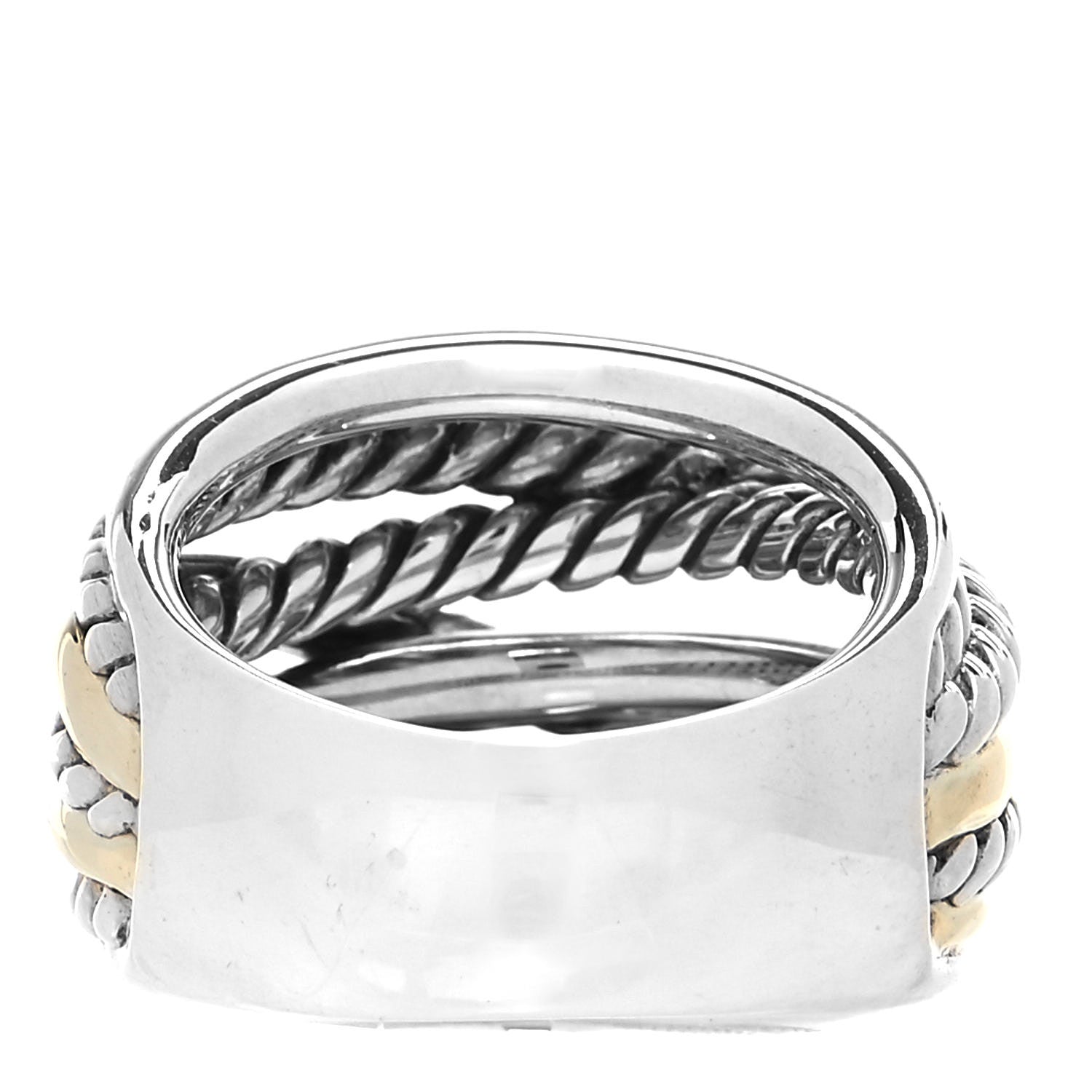 David Yurman Sterling Silver 14K Yellow Gold Wide Crossover Ring 54 7 3 of 4