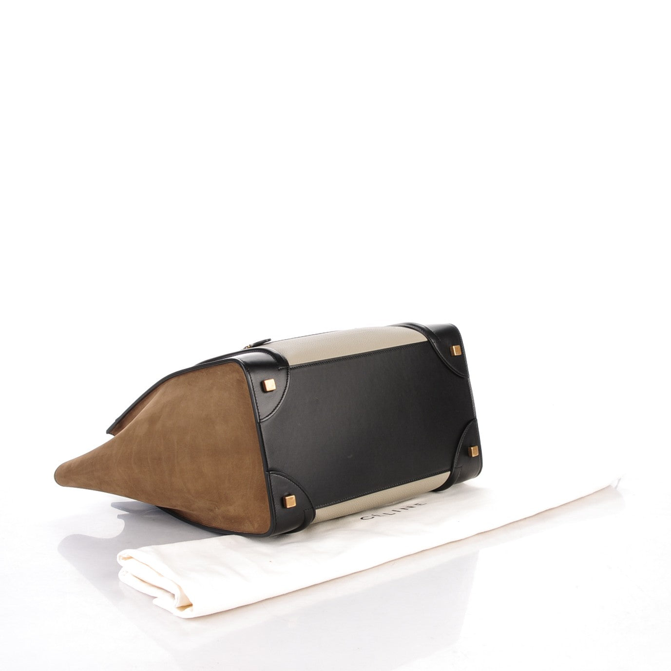 Baby Grained Calfskin Suede Mini Tri-Color Luggage Stone