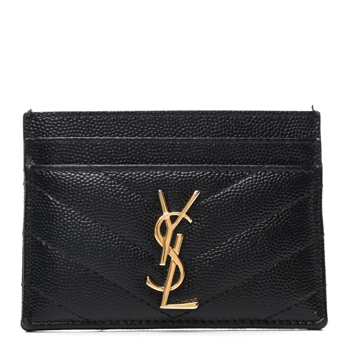 Grain De Poudre Matelasse Chevron Monogram Credit Card Case Black