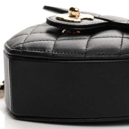 Chanel Lambskin Quilted CC In Love Heart Clutch With Chain Black 10 of 12
