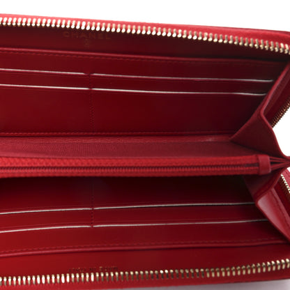Chanel Caviar Quilted Filigree Zip Around Wallet Red 5 of 7