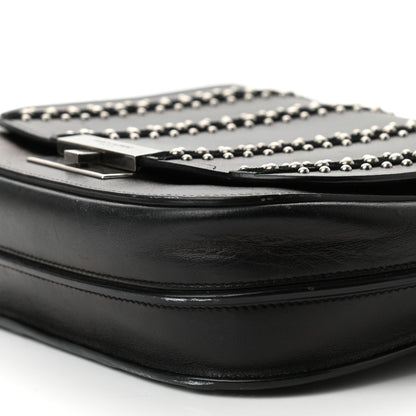 Saint Laurent Smooth Calfskin Suede Betty Stud Stripe Flap Messenger Black 10 of 10
