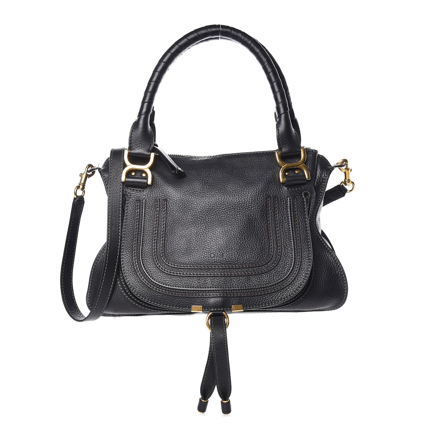 Calfskin Medium Marcie Satchel Black