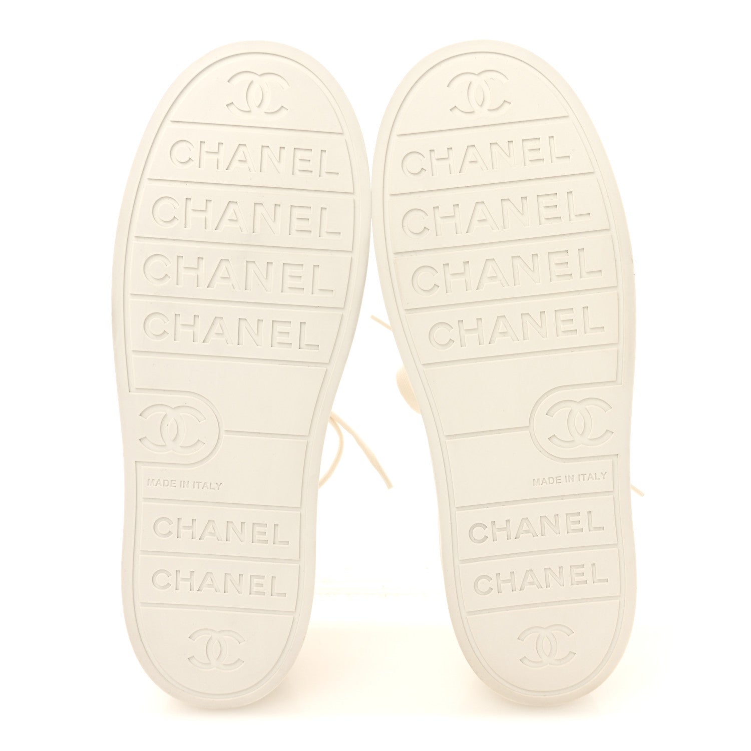 Chanel Lambskin Printed Logo Sneakers 40.5 White 6 of 9