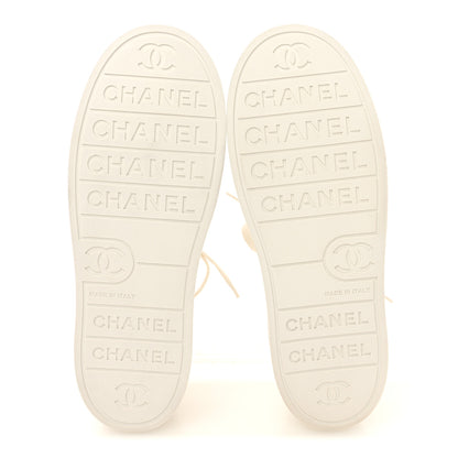 Chanel Lambskin Printed Logo Sneakers 40.5 White 6 of 9