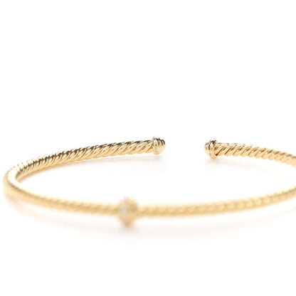 David Yurman 18K Yellow Gold Diamond 3mm Renaissance Center Station Bracelet 4 of 6