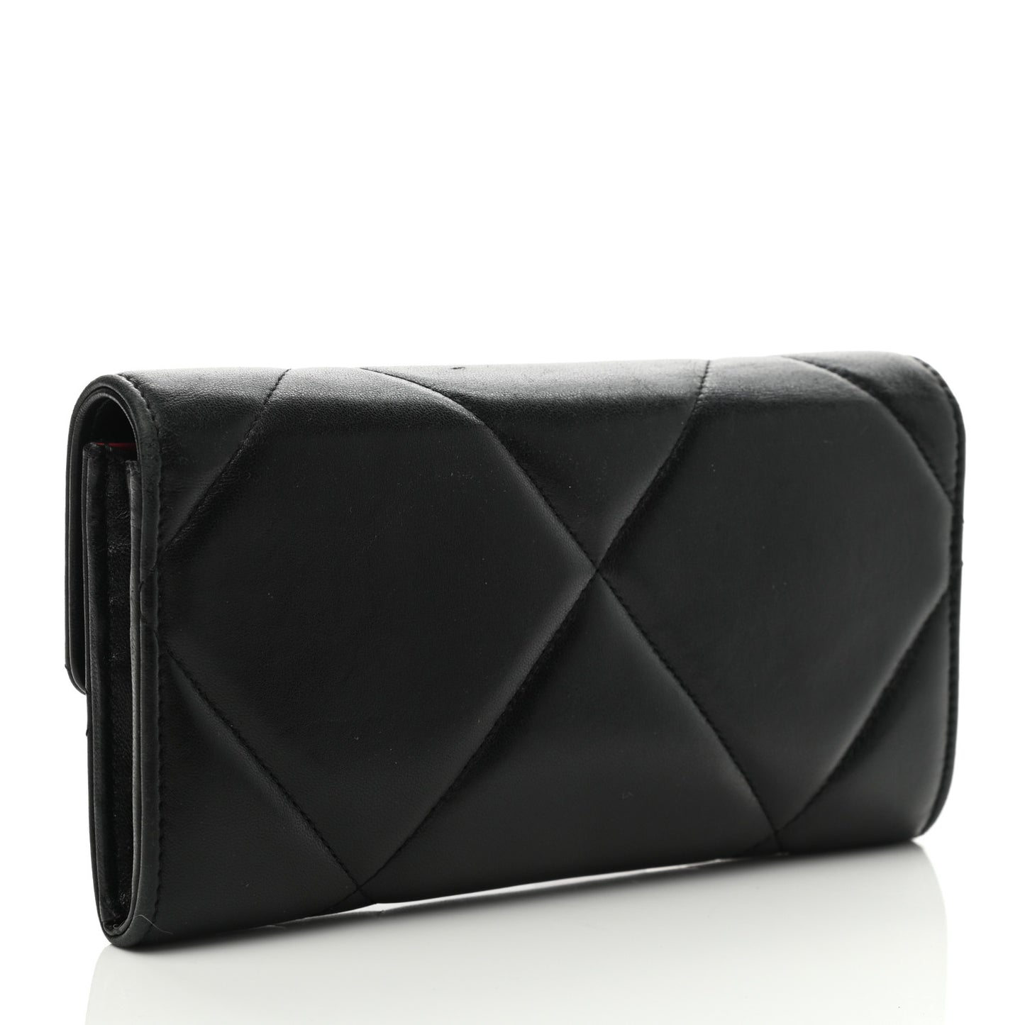 Lambskin Quilted Chanel 19 Flap Wallet Black