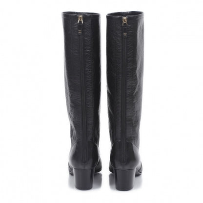 Chanel Leather Cap Toe Tall Boots 40.5 Black 3 of 12
