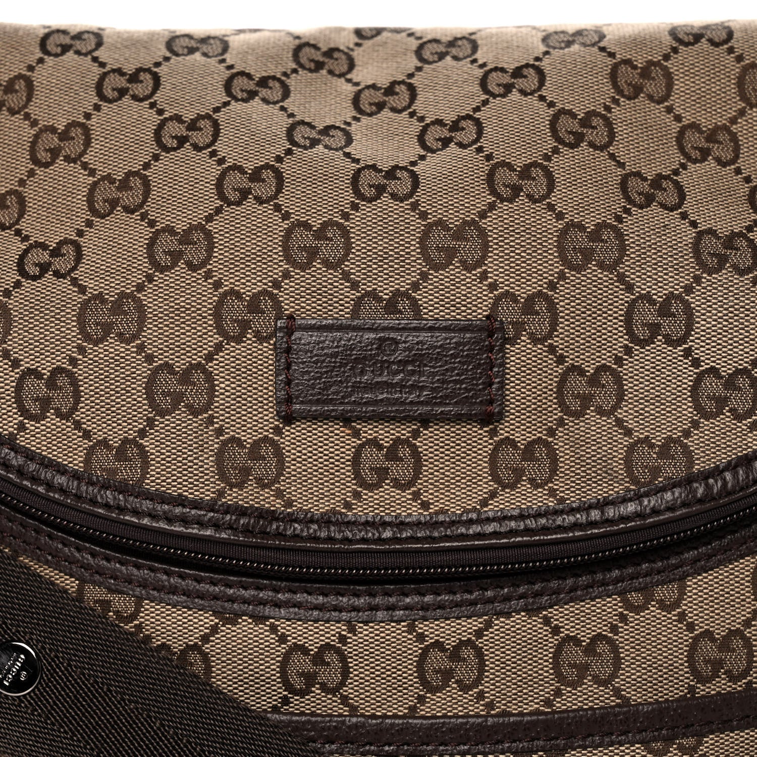 Gucci Monogram Natural Pigskin Large Diaper Bag Beige Ebony Cocoa Dark Chocolate 9 of 17