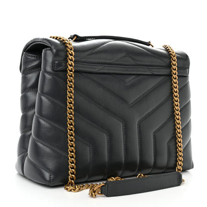Saint Laurent Calfskin Y Quilted Monogram Small Loulou Chain Satchel Storm 3 of 10