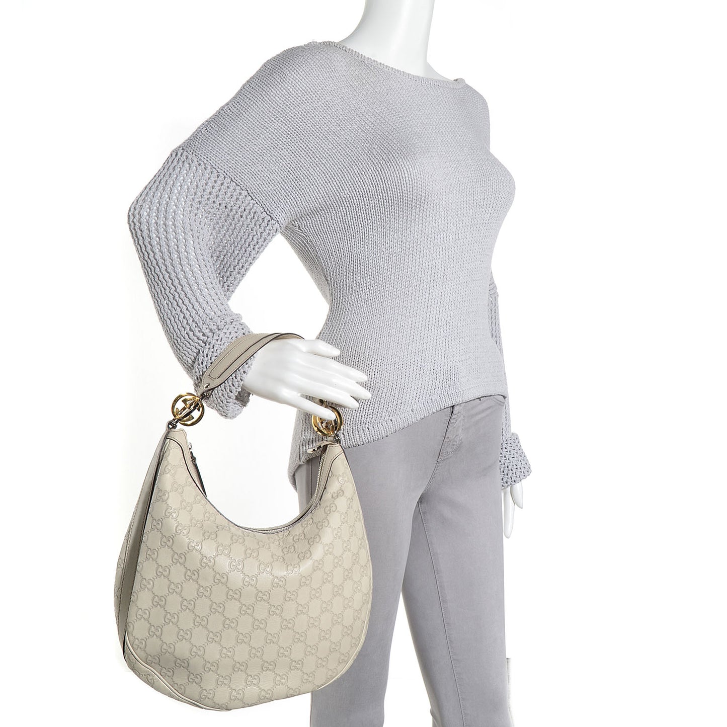 Guccissima GG Twins Medium Hobo Off White