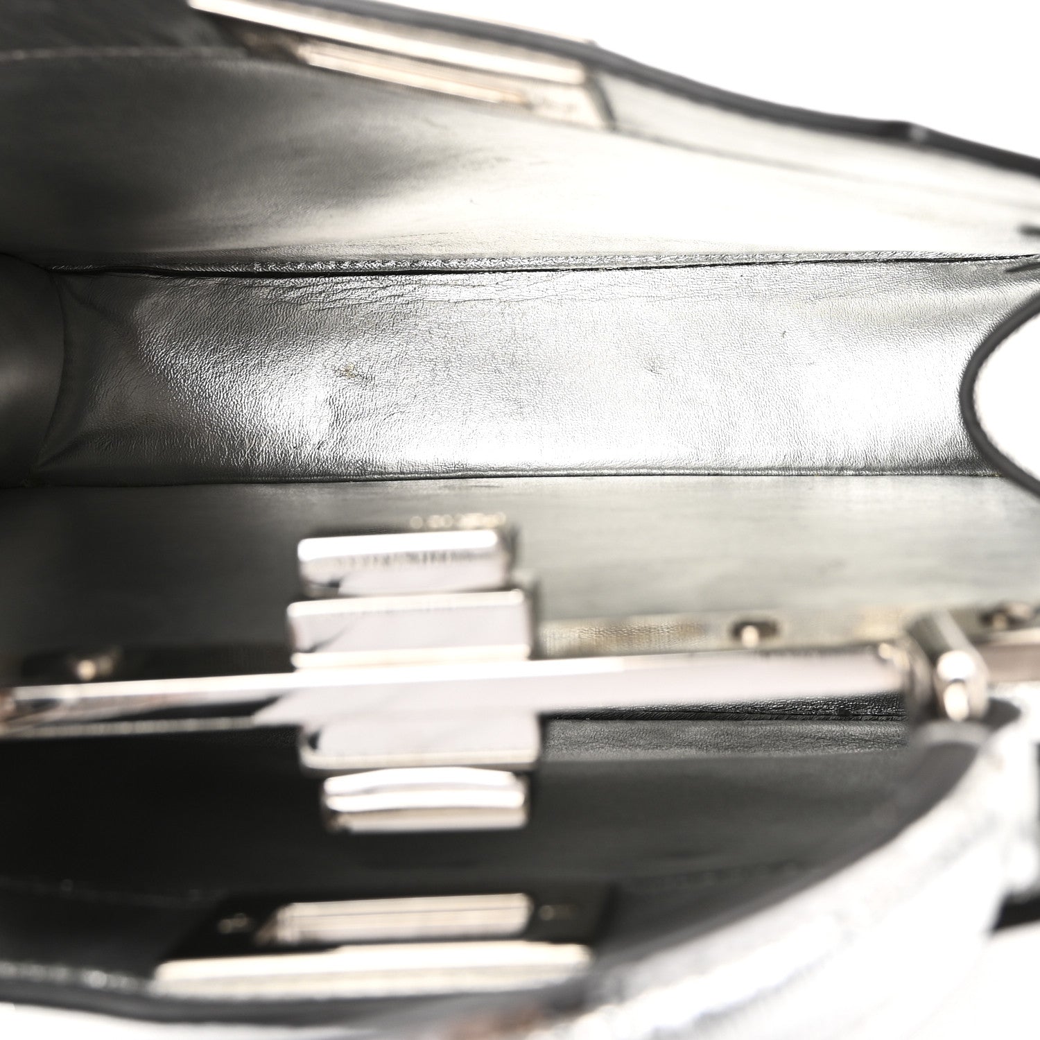 Fendi Rock Millenium Laminata Small Peekaboo I SEE U Satchel Argento 6 of 11