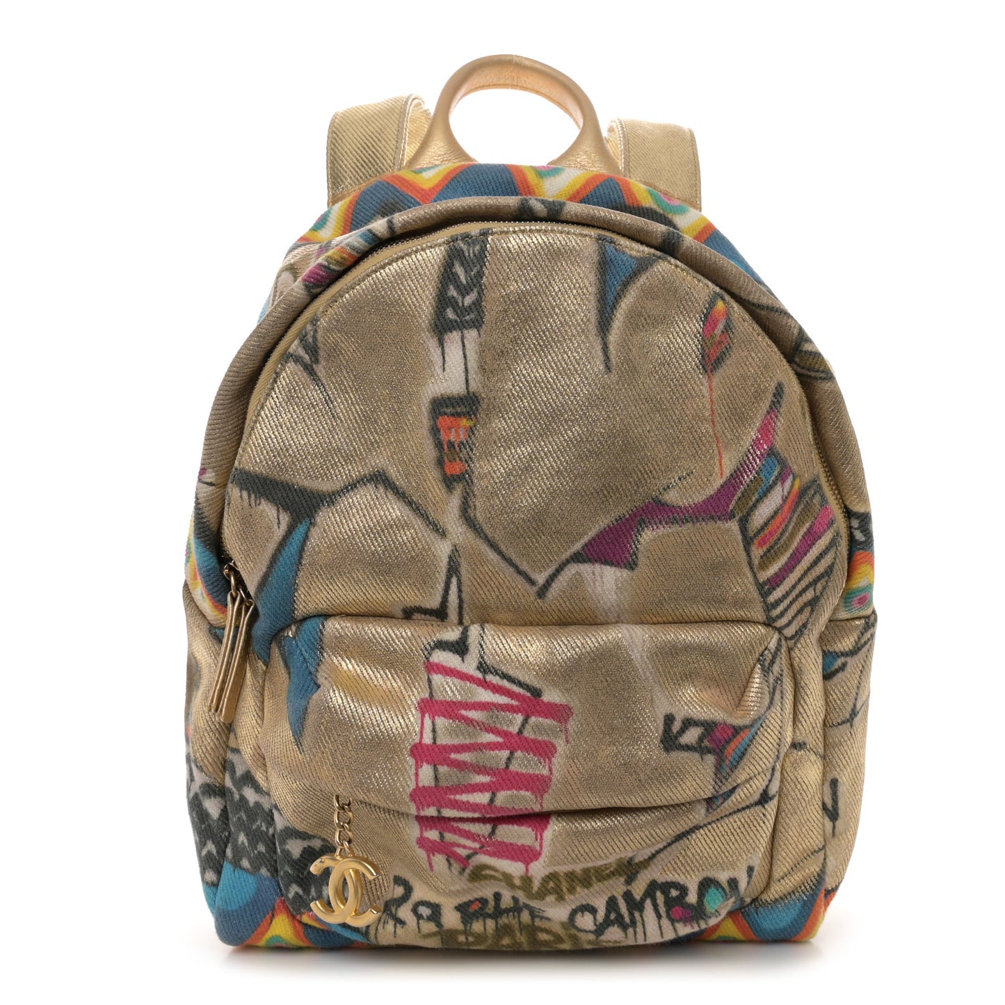 Graffiti Printed Canvas Street Spirit Backpack Multicolor