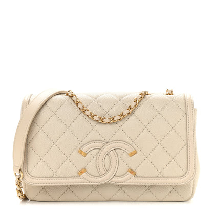 Chanel Caviar Quilted Small CC Filigree Flap Light Beige 1 of 9