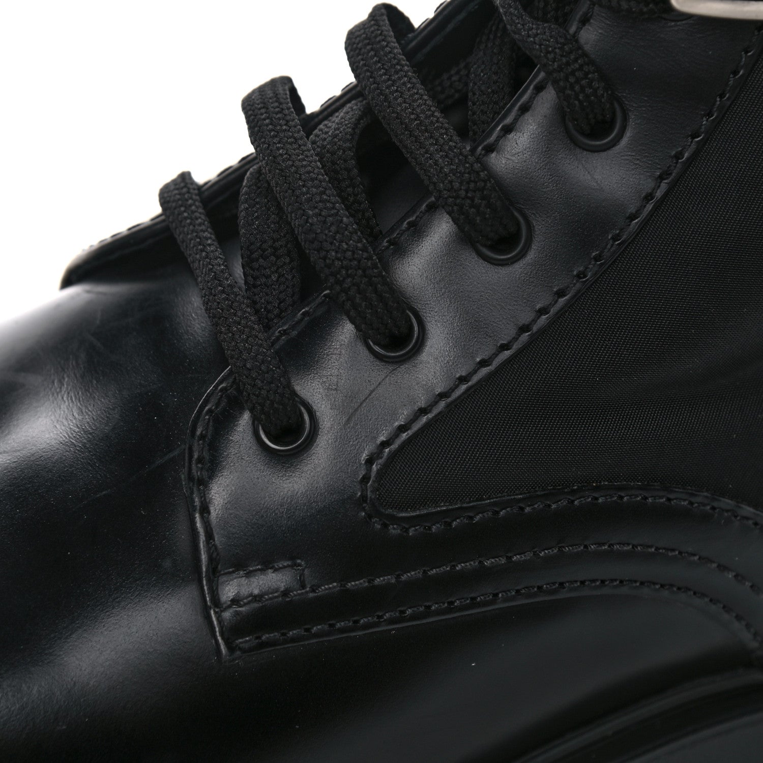 Prada Spazzolato Rois Nylon Metal Triangle Logo Monolith Pouch Pocket 55mm Boots 37 Black 16 of 16