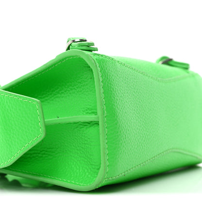 Balenciaga Grained Calfskin Neo Classic Silver Hardware Nano City Crossbody Fluo Green 8 of 9