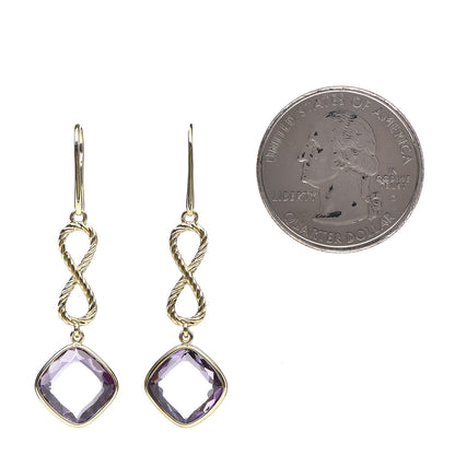 David Yurman 18K Yellow Gold Amethyst Infinity Drop Earrings 2 of 4