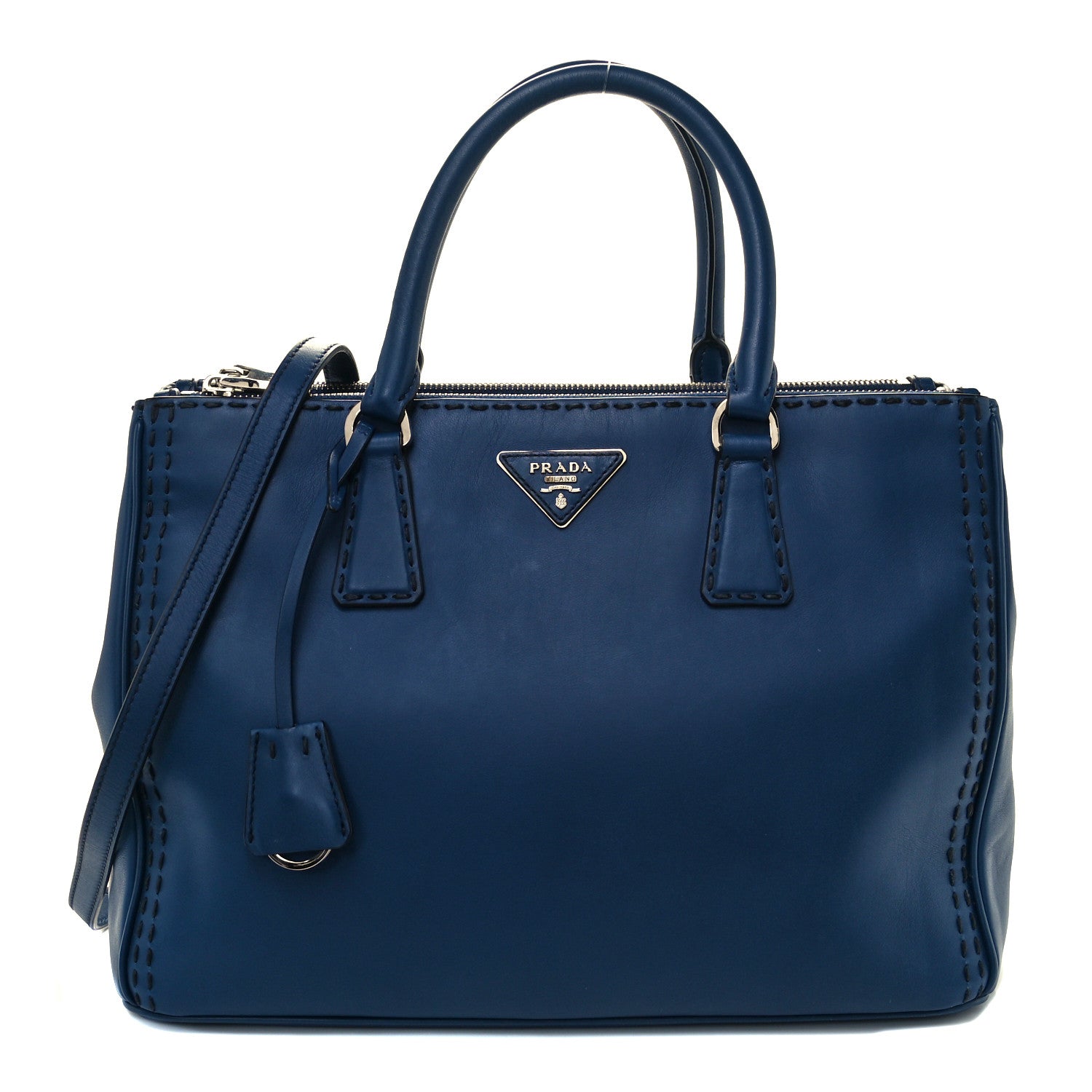 Prada City Calf Hand Stitched Medium Galleria Double Zip Tote Bleuette 1 of 10