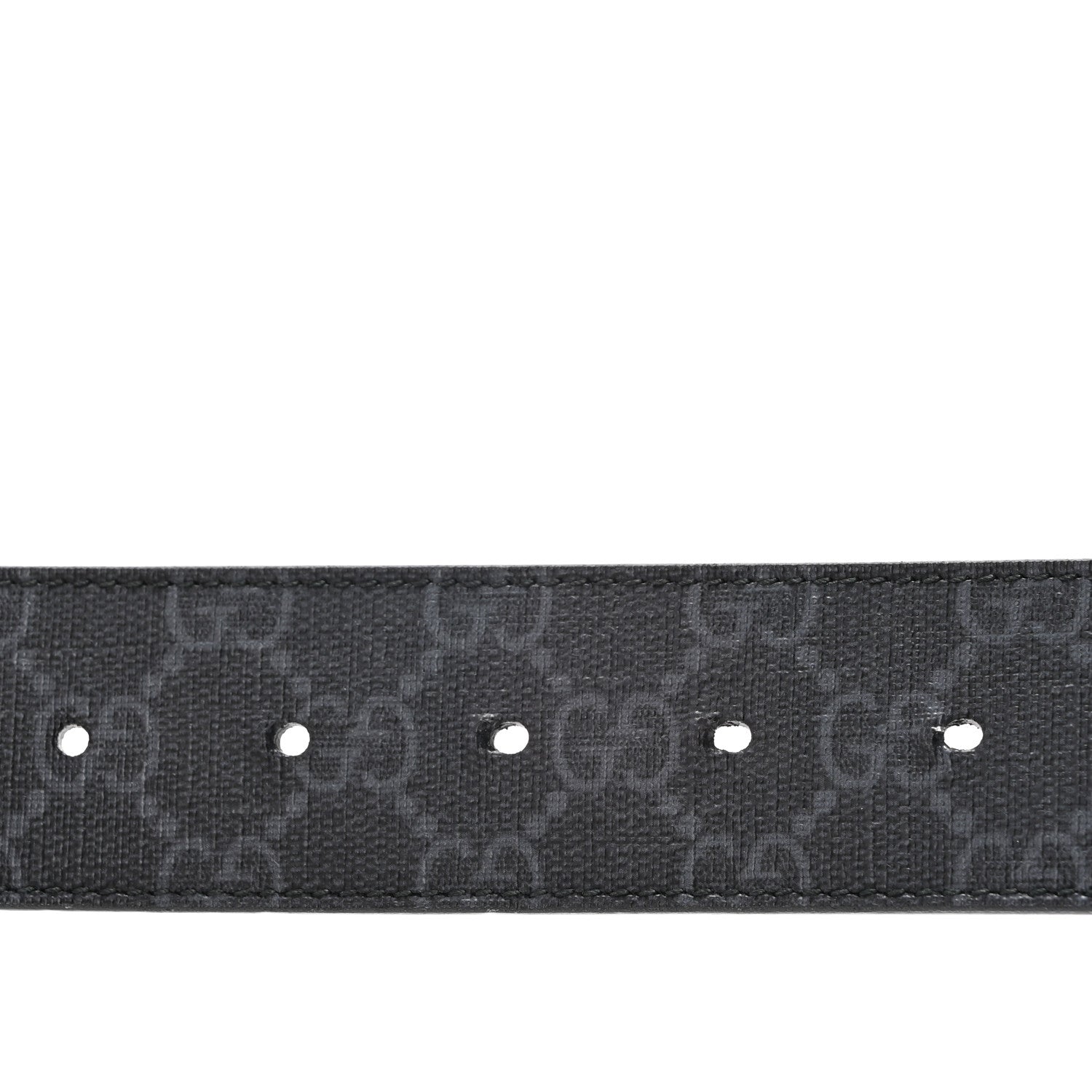 Gucci GG Supreme Monogram Selleria Calfskin Interlocking G 40mm Belt 95 38 Black Grey 3 of 7
