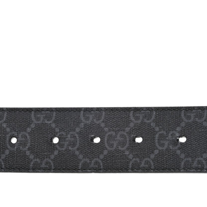 Gucci GG Supreme Monogram Selleria Calfskin Interlocking G 40mm Belt 95 38 Black Grey 3 of 7