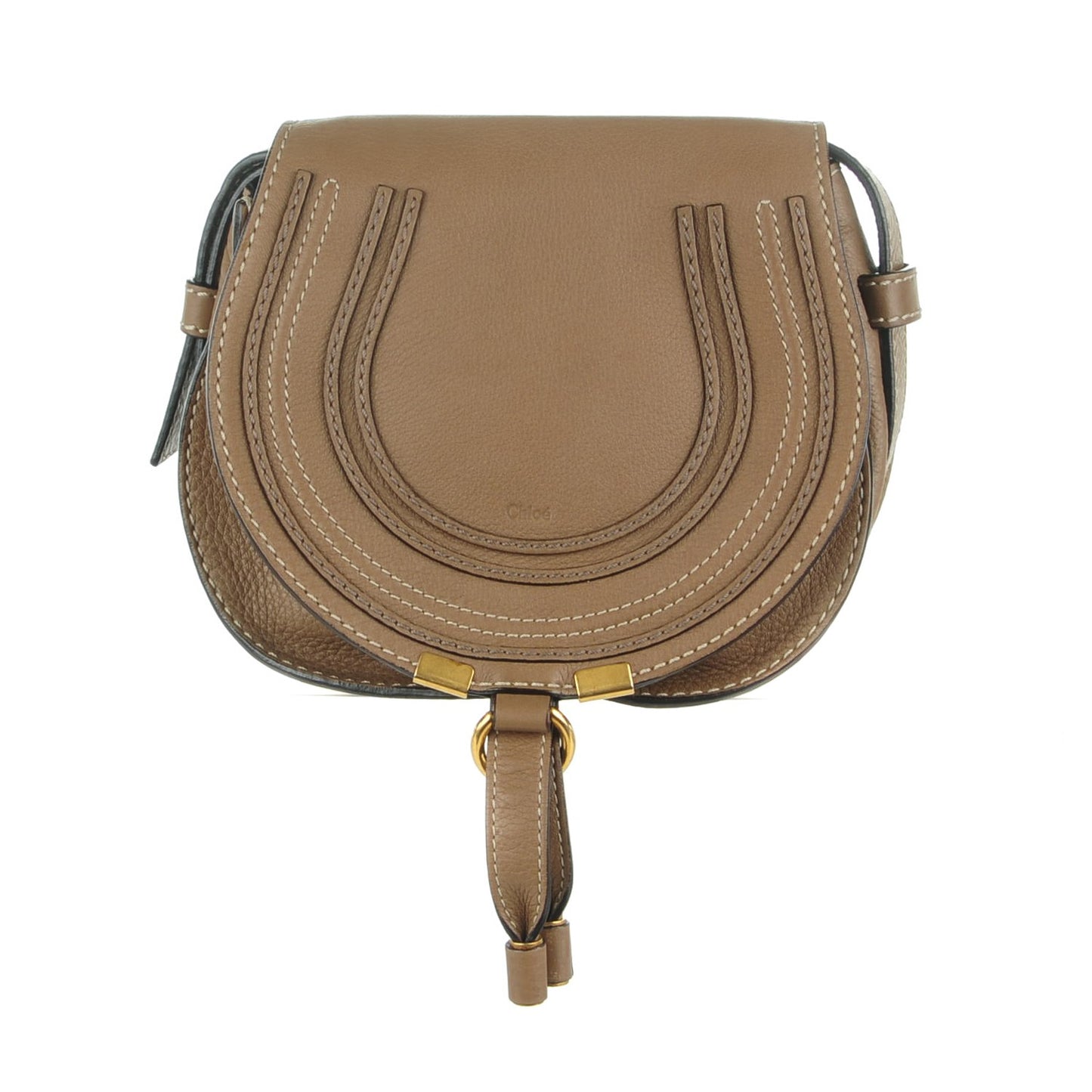Calfskin Mini Marcie Round Crossbody Bag Nut