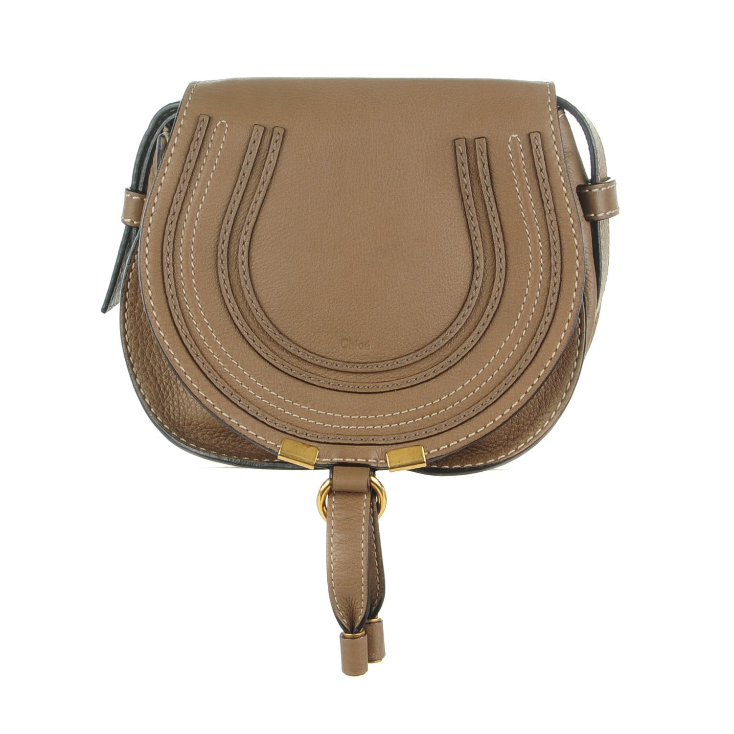 Chloe Calfskin Mini Marcie Round Crossbody Bag Nut 1 of 9