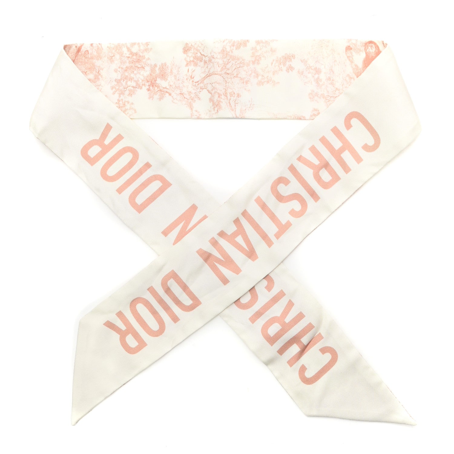 Christian Dior Silk Toile De Jouy Mitzah Scarf Pink 1 of 3