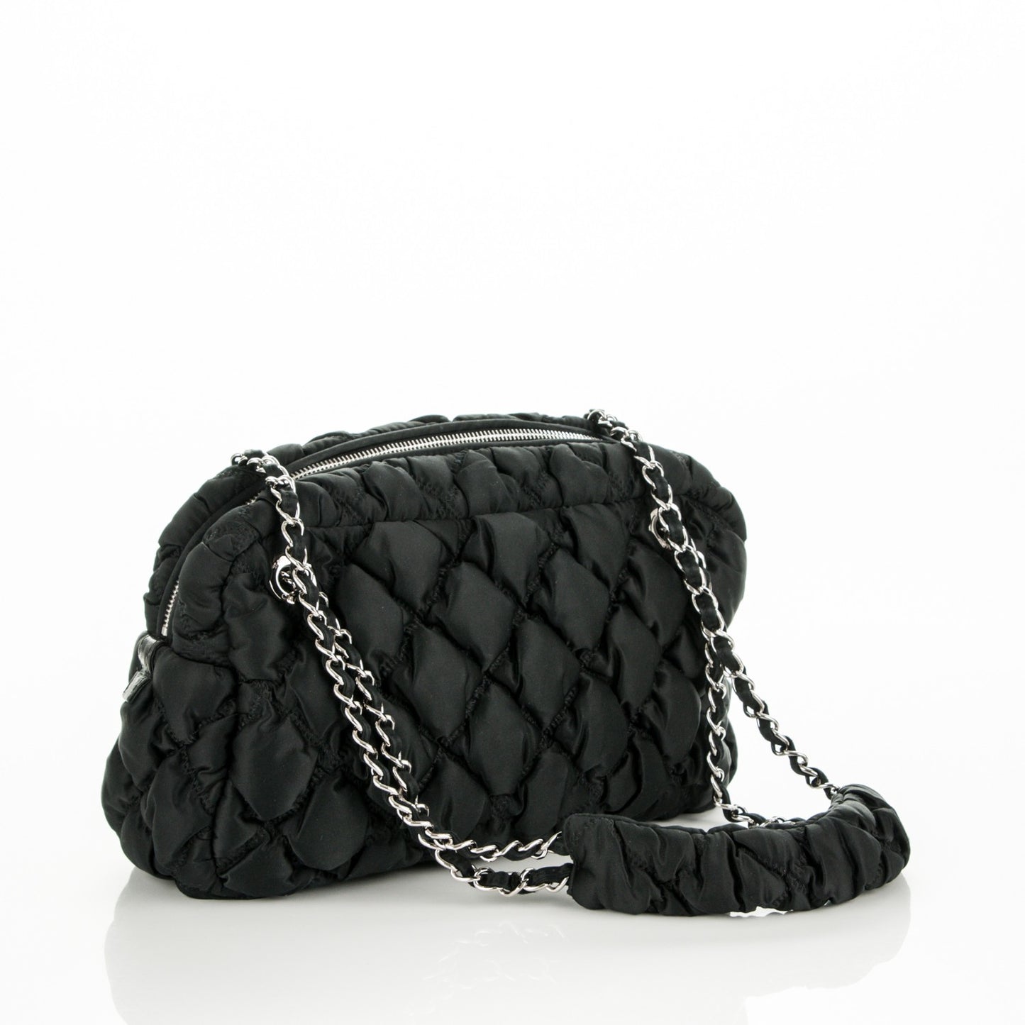 Nylon Bubble Quilt Shoulder Bag Black