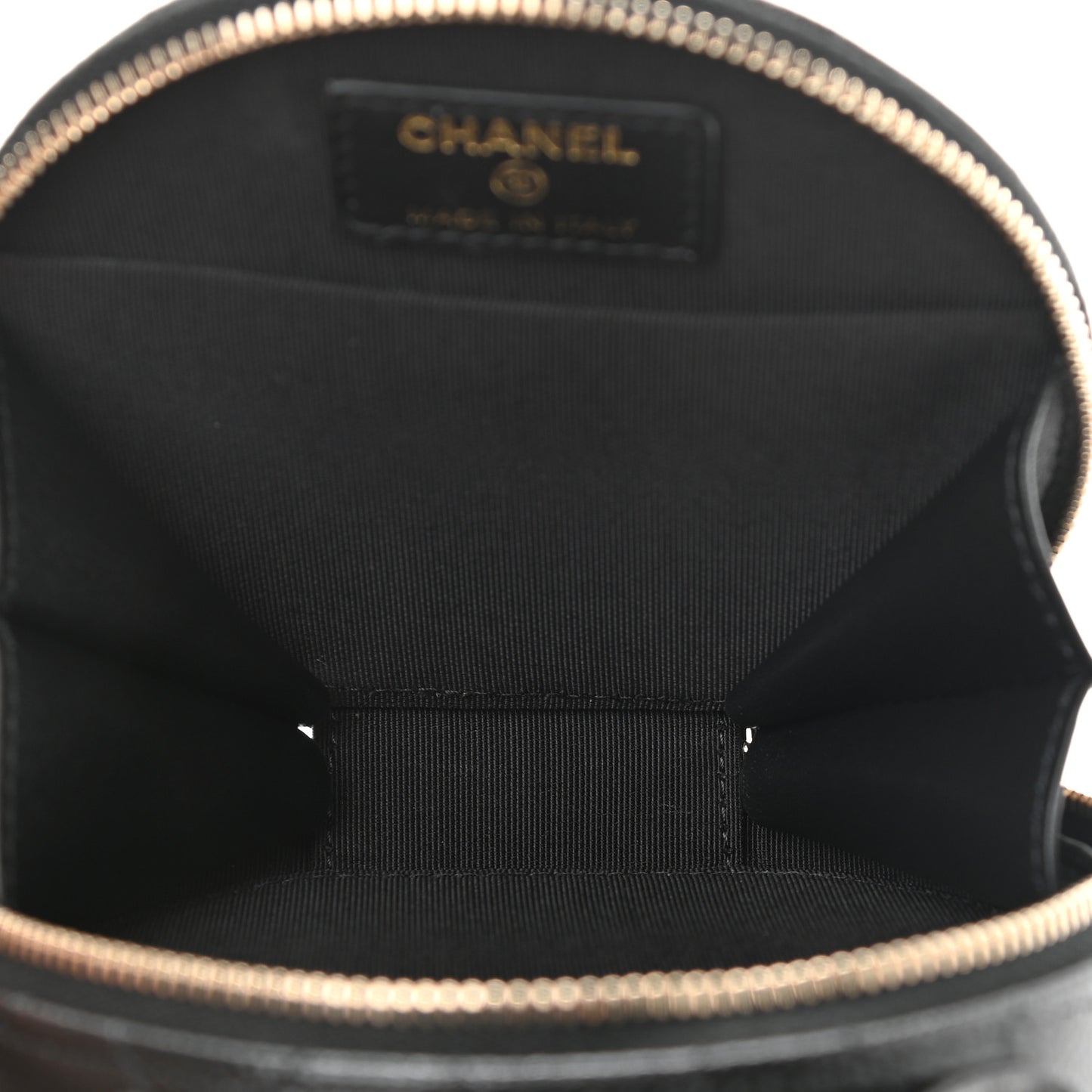 Caviar Quilted Round Handle With Care Vanity With Chain Black