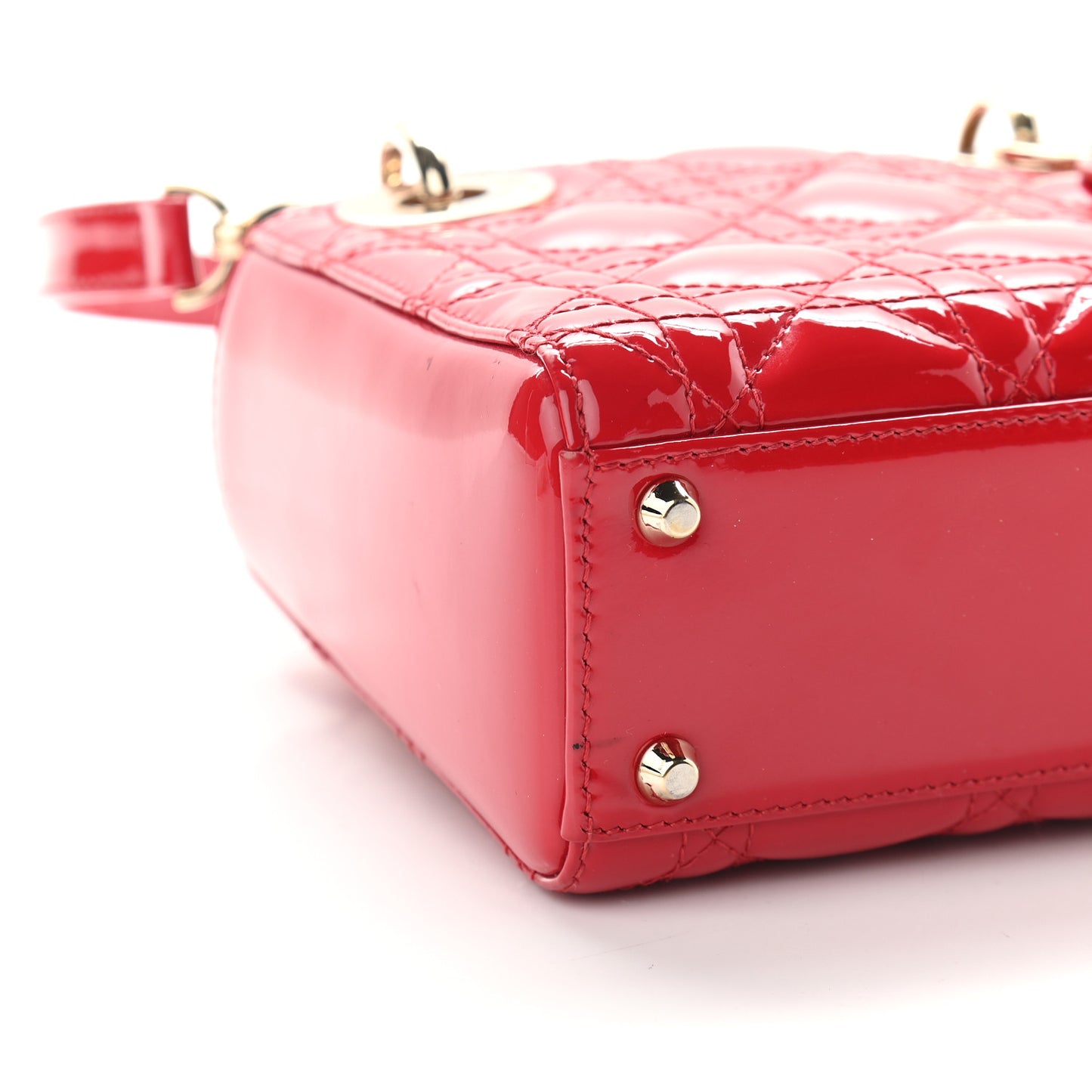 Patent Cannage Mini Lady Dior Red