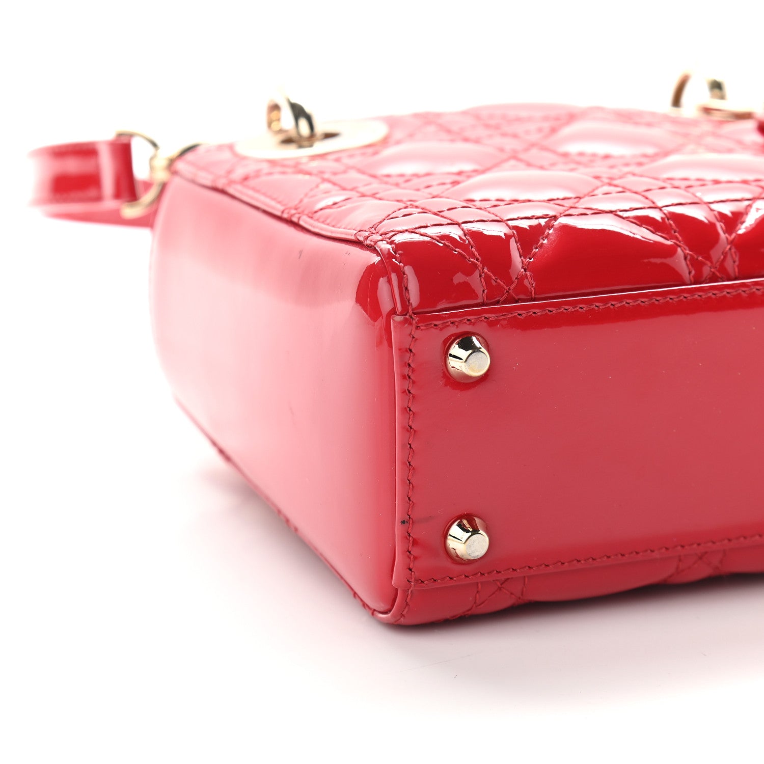 Christian Dior Patent Cannage Mini Lady Dior Red 6 of 7