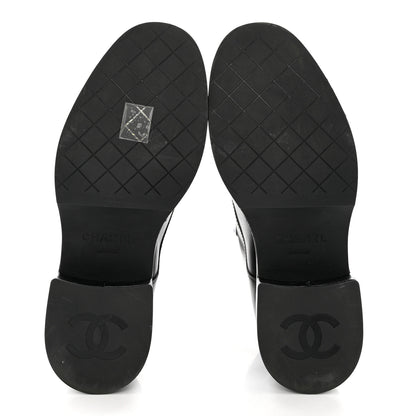 Chanel Calfskin Velvet CC Cap Toe Boots 38 Black 5 of 10