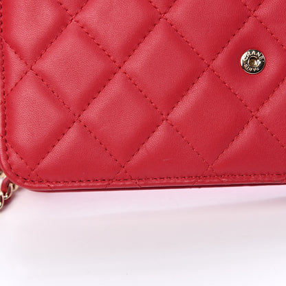 Chanel Lambskin Quilted Wallet On Chain WOC Red 8 of 15